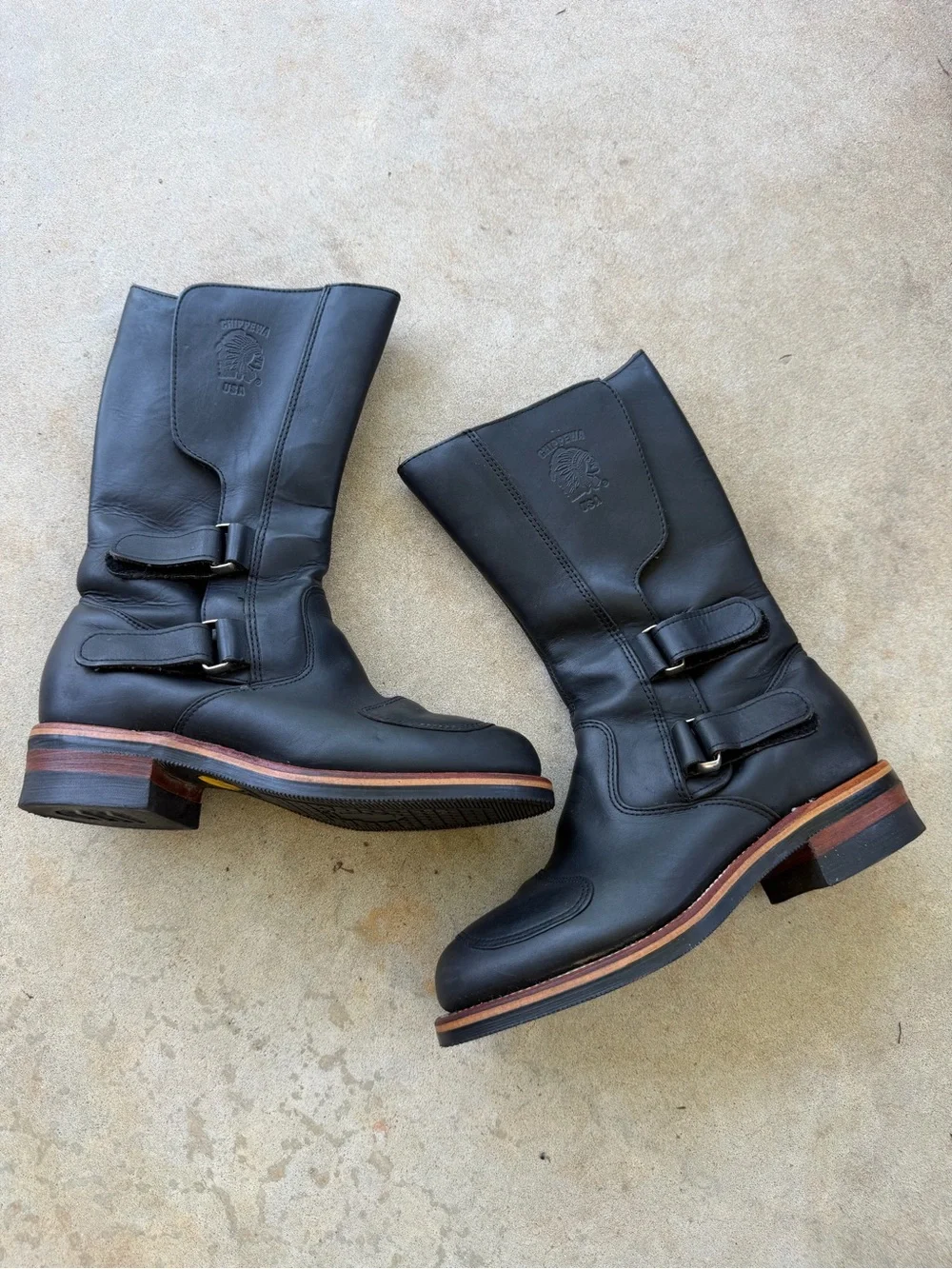Chippewa 12-Inch Black Odessa Rally Motorcycle Boots Style 27862 Men’s Size 8.5